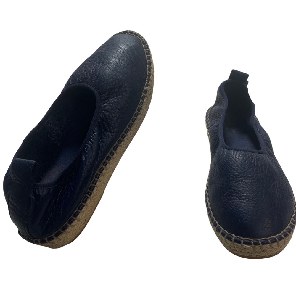 Cole Haan Pinch Weekender Navy Pebbled Leather Espadrille Flats W14365 Womens 7B - Picture 2 of 7